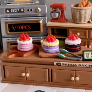 Conservation Strawberry Cream Cake Replica, 5/10PCS Kids Pretend Toy; Dollhouse Miniature Home Décor Play Food.