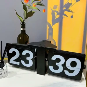 Large Flip Clock Vintage Desk Clocks Retro Flip Down Clocks-Battery Powered Internal Operated Flip Flop Watch Home& Office Décor